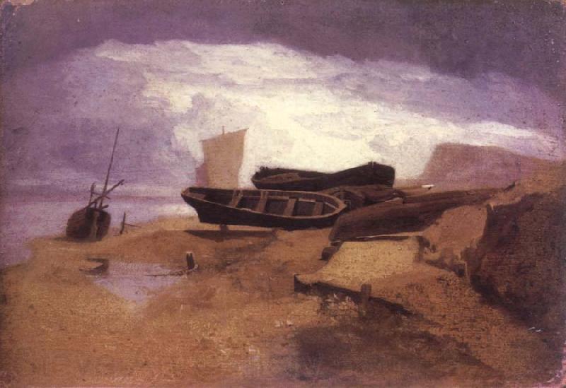 John sell cotman seashore with boats Norge oil painting art